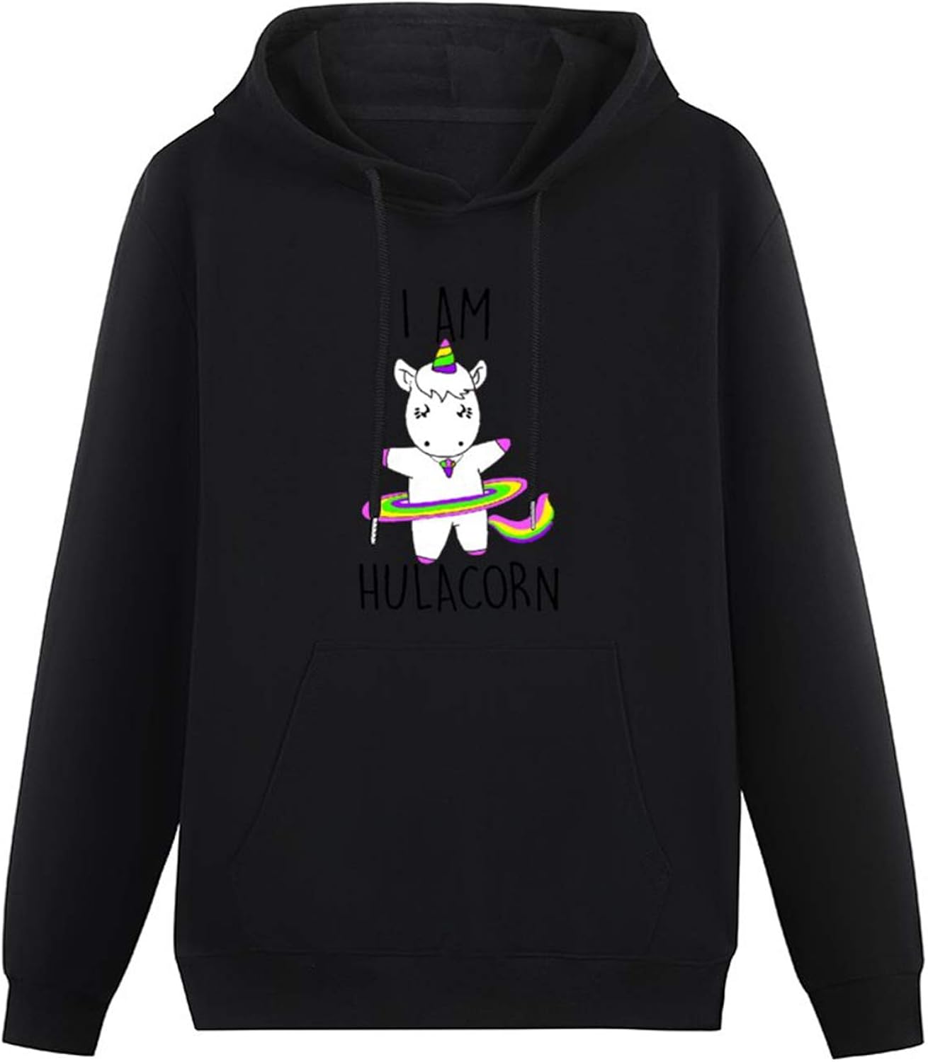 wsxedc Mens Black Sweatershirt I Am Hulacorn Super Cute Unicorn Using