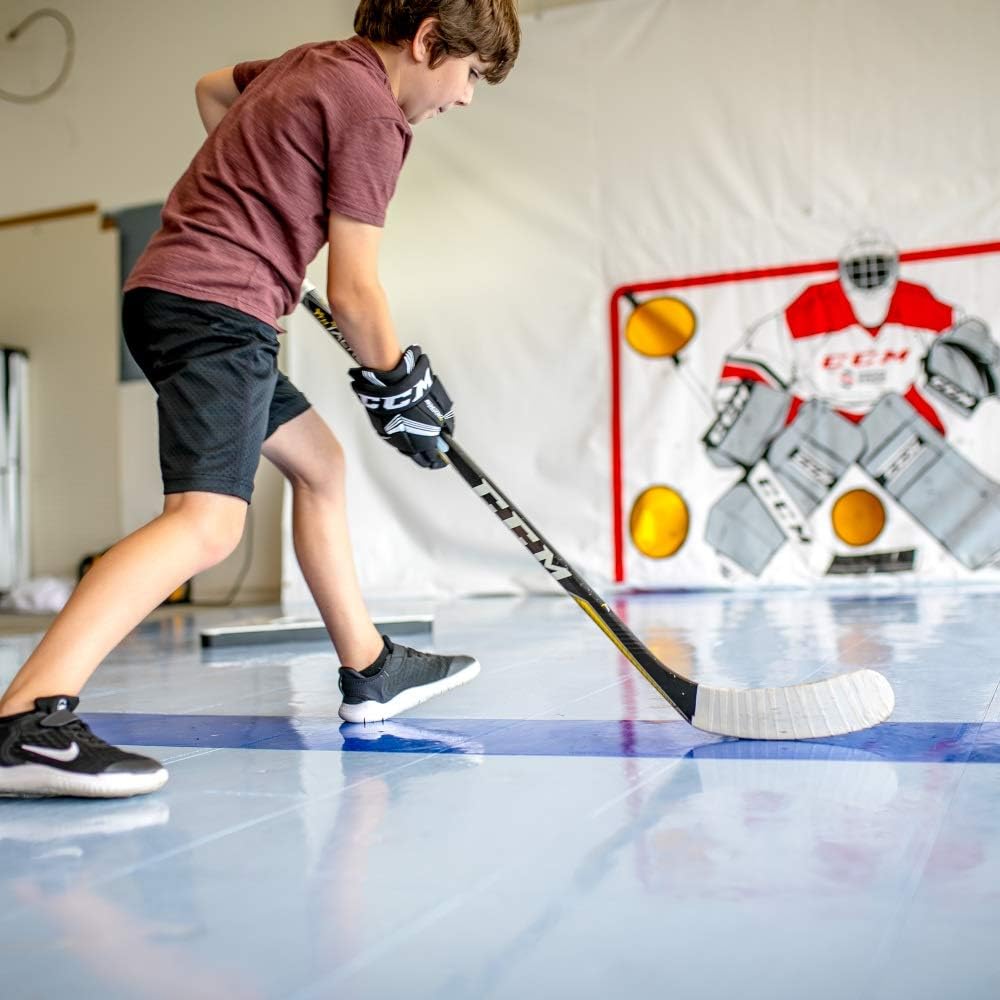 Sniper's Edge Hockey Dryland Slick Tiles (10 Blue Squares) – Premium Grade Technology with UV Coated Protection, Built to Last & Sized Right at 12” X 12” Per Tile (10 sq ft. per Box) – Made in USA : Sports & Outdoors