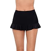 Aqua Green Womens High Waist Slimming Ruffle Skirted Swim Bottom