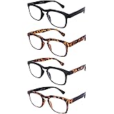 DOOViC 4 Pack Reading Glasses Blue Light Blocking, Fashion Lightweight Computer Readers Anti Eye Strain/UV/Glare Women/Men 3.5 Strength
