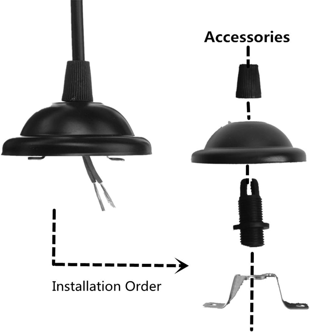 4-Pack Pendant Light Cord, HESSION Industrial Edison Pendant Light Kit, Vintage Style One-Light E26 Lamp Socket, Adjustable Black Light Cord Mini Pendant Light Fixture (Black) - - 