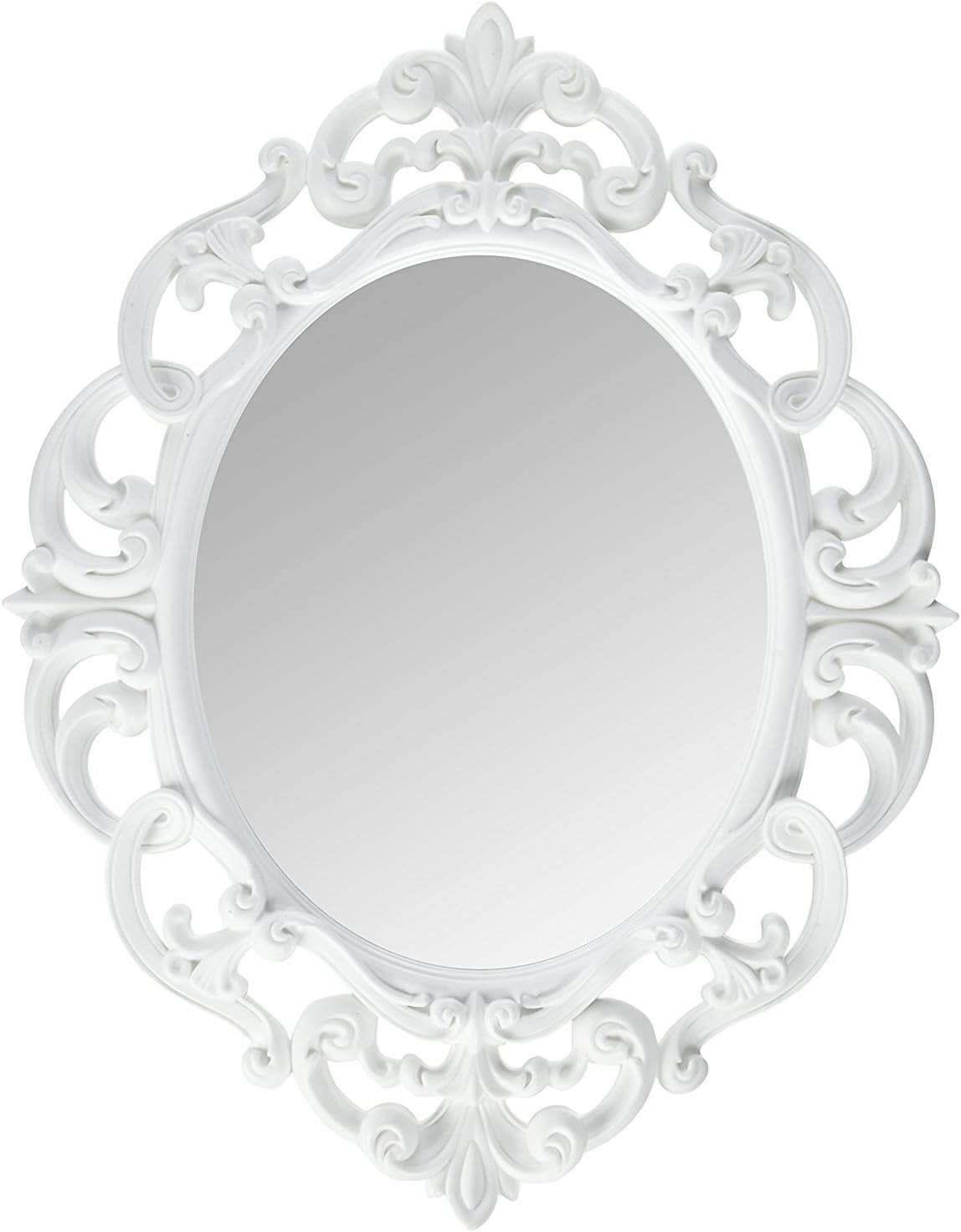 Kole Imports Oval Vintage Wall Mirror, White, 11.5 x 15 Inch: Home & Kitchen