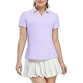 BASUDAM Women's Golf Shirts V-Neck Short Sleeve Collared Tennis Polo T-Shirts Quick Dry