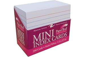 Roaring Spring Mini Index Cards 3"x2.5", 200 Count, 100# White Single Sided Ruled Paper, In Convent Tray Holder, Blank on Back (Pack of 1)