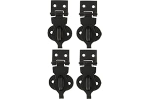 A29 [Set of 4] 3.12 Inch Heavy Duty Door Hasp Latch, Cast Iron Padlock Hasp with Black Powder Coat Finish, Door Clasp Hasp Lock Latch for Barn Door, Trunk, Cabinets