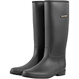 planone Tall rain Boots for Women and Waterproof Garden Shoes，Anti-Slipping Black Rainboots for Ladies with Comfortable Insol