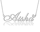 Aisha Heart Name Necklace Silver Stainless Steel