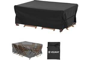 Velway Patio Table Chairs Set Cover Square Waterproof 74"Lx47"Wx28"H Outdoor Bistro Dining Set Cover Ultra Windproof UV-Resistant