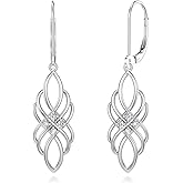 LWXIE Diamond Celtic Filigree Drop Dangle Earrings for Women 925 Sterling Silver Lab Grown Diamond Jewelry Gifts