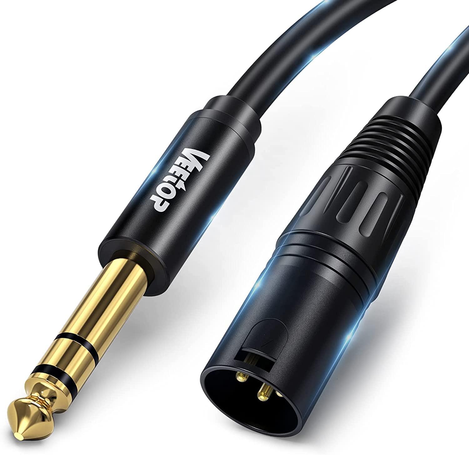 Veetop 1m TRS to XLR Male Cable - 6.35mm 1/4 Inch Stereo Jack Balanced for Speakers, Stages, DJ, Studio Audio Consoles