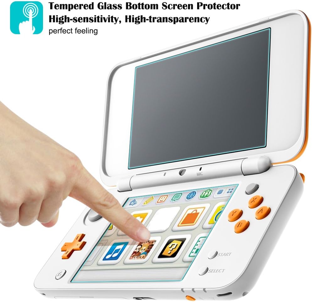 AFUNTA Screen Protector Compatible Nintendo 2DS XL, 2 Pack (4 Pcs) Tempered Glass for Top and Bottom Screen, 2DS Protective Films Accessory: Computers & Accessories