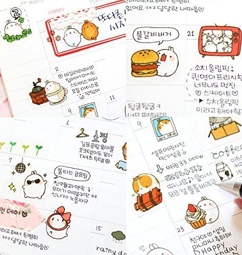 Oisee 6 Sheets Cute Bunny Rabbit Character Sticker for Scrapbook Calendars Arts Kids DIY Crafts Album Gift Boxes