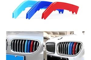 X XOTIC TECH Xotic Tech M-Colored Tri Grille Insert Trims Strips, Front Center Kidney Grilles Compatible with BMW F10 F11 5 Series Standard Chrome Grill 2010-2016 (10 Beam Bars)