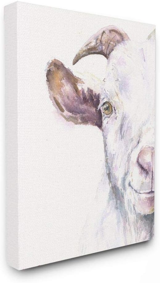 Paintings - Stupell Industries Large Goat Head Animal Watercolor Painting Canvas Wall Art, 16 x 20, Multi-Color