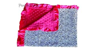 zebra blanket with pink trim