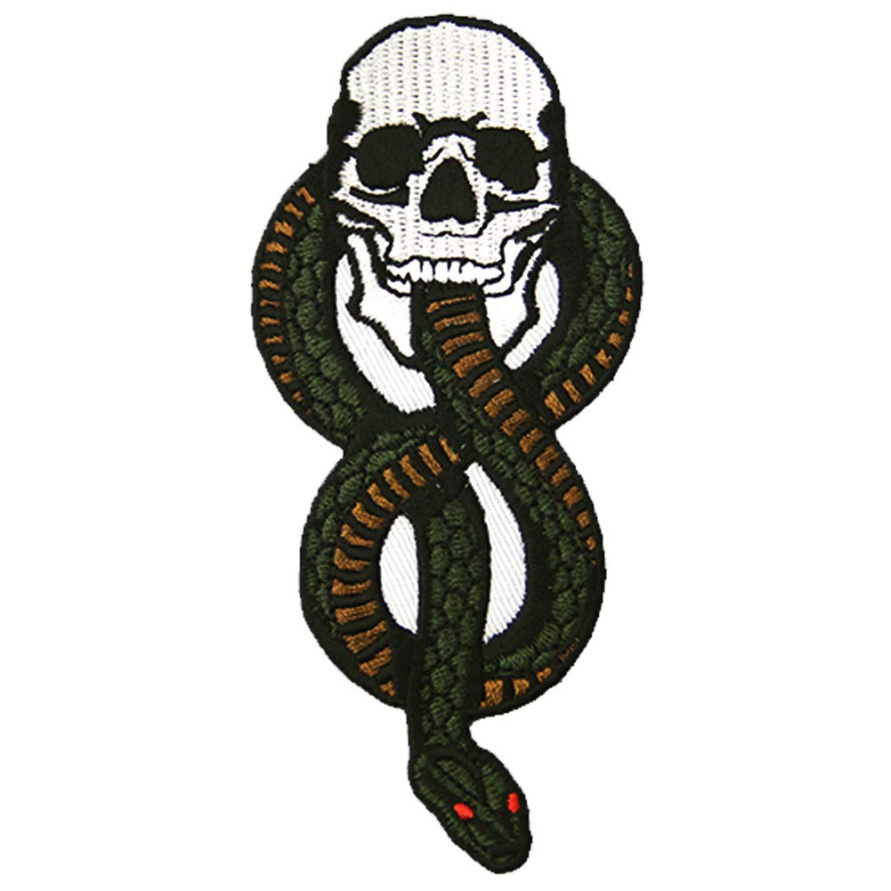 Snake and Skull Patch Embroidered Badge Iron On Sew On Emblem