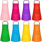 Morcheiong 8/12/24 Pack Adjustable Kids Apron Bulk with 2 Pockets Toddler Apron Kids Painting Aprons for Baking Painting