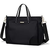 Laptop Tote Bag 15 Inch, Computer Shoulder Bag Large Work Tote Bag for Women, Laptop Carrying Case Stylish Handbag for Business Travel (Black)