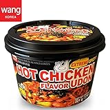 Korean Style Extreme Spicy Hot Chicken Flavor Stir-Fried Noodle Udon by WANG Food [Healthy, Convenient] Easy Cook Bowl in 90 Sec. Microwaveable / 7.79 oz per Meal (Pack of 6 Big Cup)
