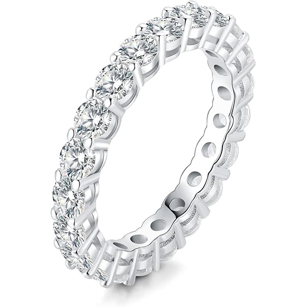 SunnyHouse Titanium Wedding Band Ring - Women's Korean Style With Cubic Zirconia, Hypoallergenic, Size 8 - View #2
