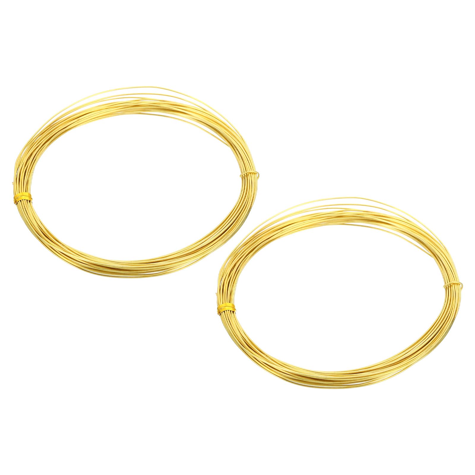 PATIKIL Half Hard Brass Wire, 2Pcs 21Gauge/0.7mm Diameter 10m/32.8ft Pure Craft Wire for Jewelry Making Beading Garden Plants