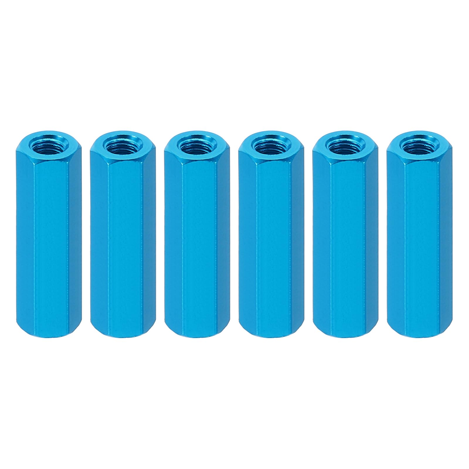 PATIKIL M3 Hex Nuts, 6pcs M3 Threaded Spacers Aluminum 25mm L Female Metal Spacer Screw Standoff for M3 Screw Bolts RC Car Drones Stacks Motherboard, Blue — image 1