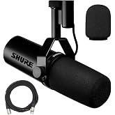Shure SM7dB Dynamic Vocal Microphone w/Built-in Preamp for Streaming, Podcast, &amp; Recording with Detachable Windscreen and 20ft XLR Cable