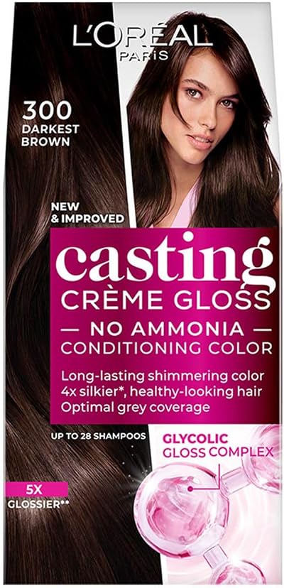 L'Oreal Paris Casting Creme Gloss Hair Color 300 Darkest Brown Ammonia-Free