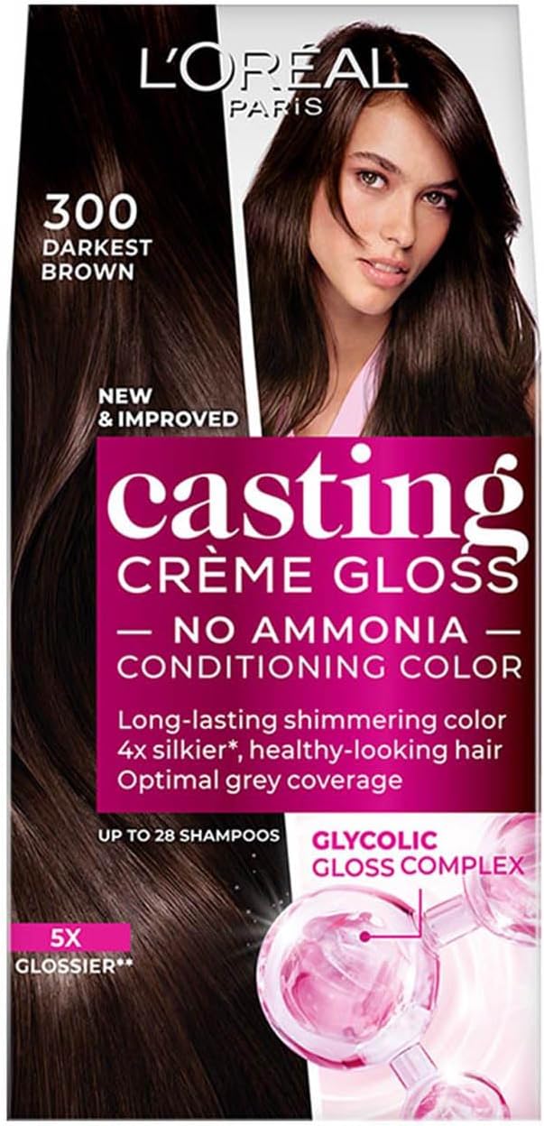 L'Oreal Paris Casting Creme Gloss Hair Color 300 Darkest Brown Ammonia-Free