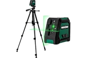 RockSeed Dual Modules Line Laser, Self Leveling Laser Level, Horizontal and 150° Vertical Green Beam, 2 AA Batteries, Carrying Bag, for Home Decoration/DIY/Construction Site