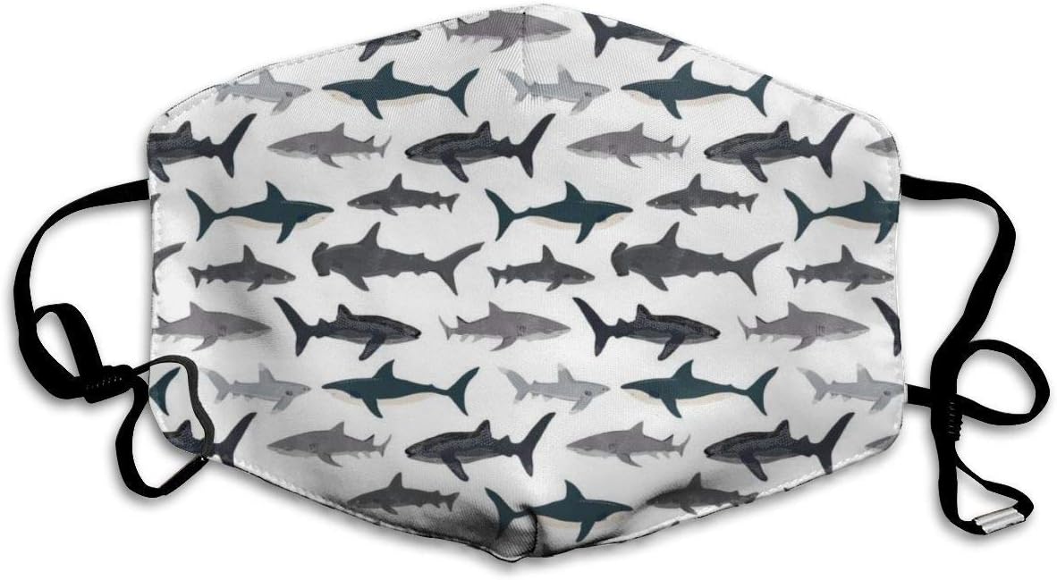 Medical Face Mask, Cancer Mask Surgical Mask Reusable Flu Masks Germ Face Mask Breathable Allergy Mask for for Kids Teens Men Women -Shark Silhouette