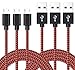 AOKER Micro USB Cable, [New] 3Pack 10FT Extra Long Nylon Braided [Fast Charger Cord] Sync and Charge for Android Devices, Galaxy S7 Edge/S6/S5/S4,Note 5/4/3,HTC,LG,Nexus (3x10ft Black Red)