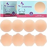 CHARMKING Pasties Nipple Covers 4 Pairs for Women, Reusable Adhesive Silicone Nipple Covers No Show