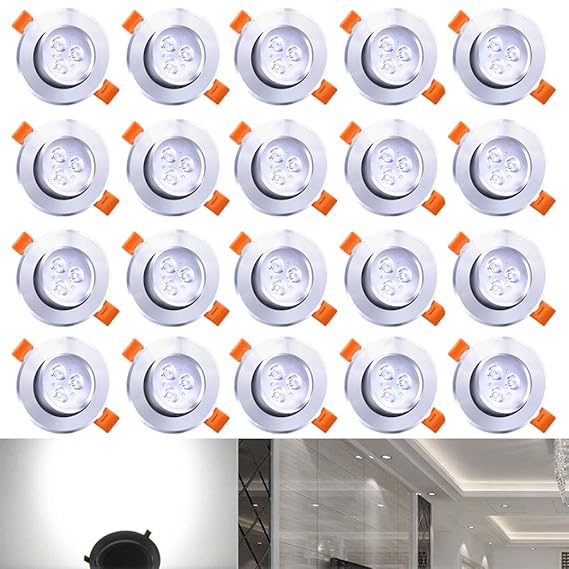 Hengda® 20X 3W LED SMD Spot Einbauleuchte Strahler Decken Lampe 6000-6500k Weiß AC 230V +Treiber