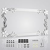 APDOMU Flower Bling License Plate Frame Tag Holder Cover – Cute Girly Car Accessory for Women, 3D Shining Chrome Painted Zinc Alloy Metal, Trendy and Rust-Resistant Design, Fits US & Canada