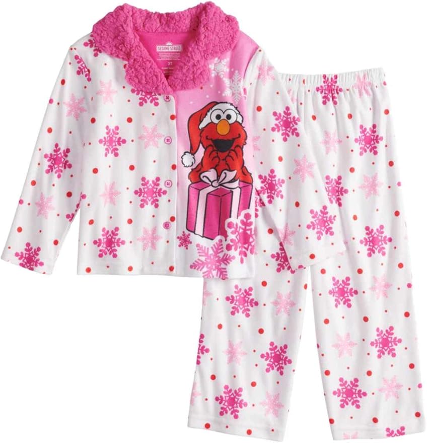 Amazon.com: Sesame Street Toddler Girls Pink Snowflake Elmo Christmas ...
