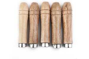 Wooden File Handle with Strong Metal Collars for 4.0''-6.0'' File (5 Pack) (Medium)