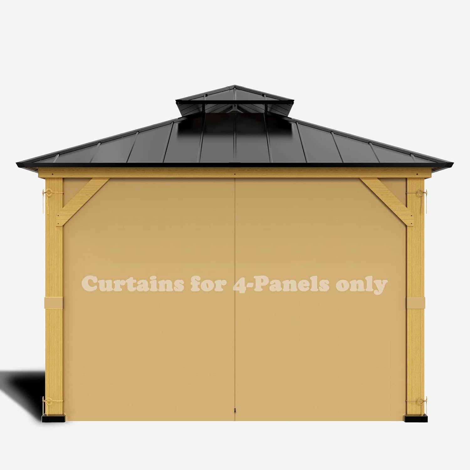 Outdoor Curtains - 10-ft x 13-ft Gazebo Curtains,Privacy Replacement Sidewall 4-Panel Universal Shade Curtains Set,Protecting Side Walls (Only Curtain)-Khaki