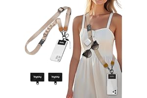Icycay Phone Lanyard Crossbody, Champagne Gold Cell Phone Strap for Around The Neck Adjustable, Anti Theft Cute Lanyard for iPhone Case ID Holder Keys Accessories Travel Essential