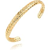 PEARLADA 18k Gold Plated Cuff Bracelet for Women, Chunky Open Bangle Adjustable Bracelet, Trendy Statement Jewelry