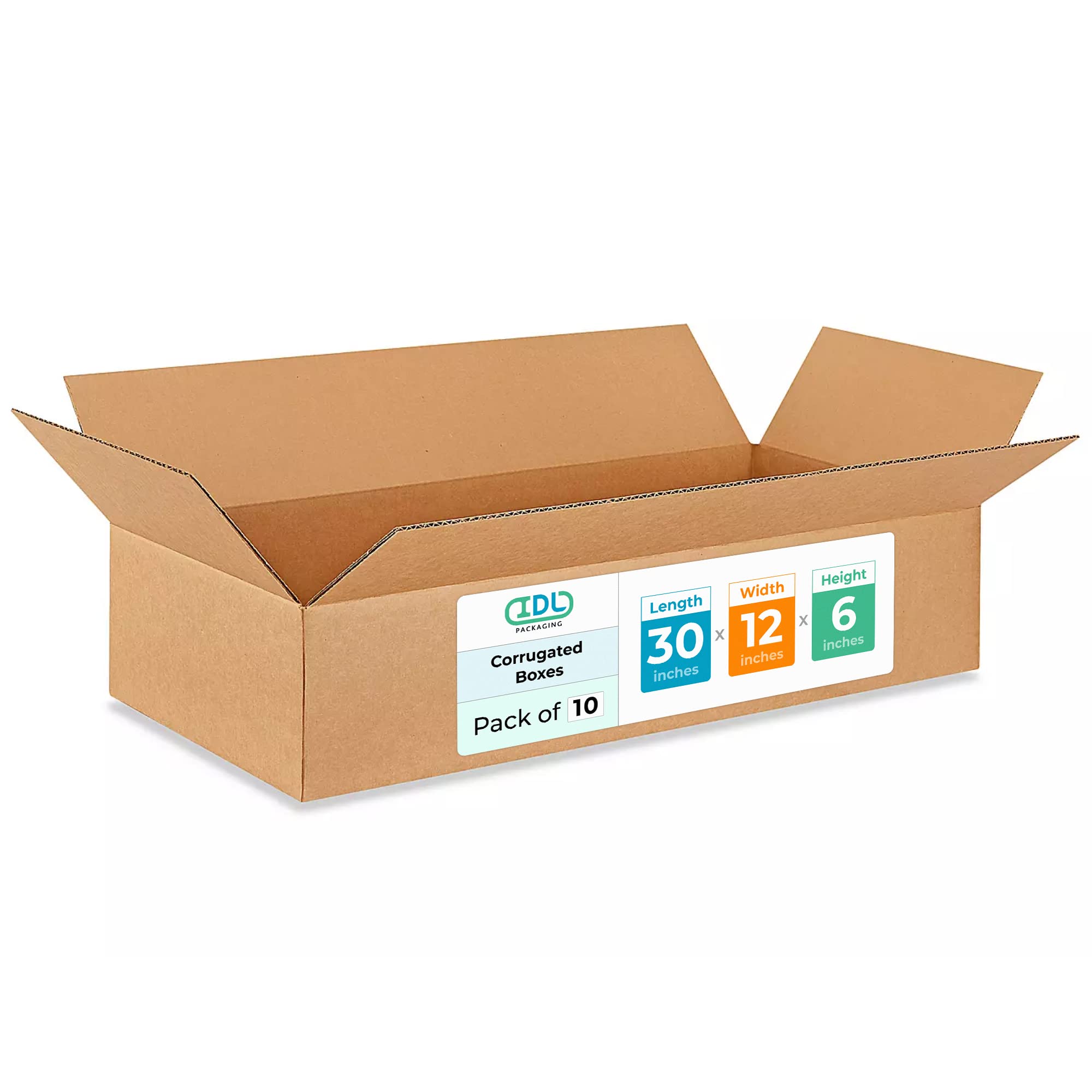 Large Shipping & Moving Boxes 30x12x6 inches (10-Pack) - Extra Strength 200 lb vs Regular - Corrugated Packing Boxes for Moving - Big Box - Box for Packaging Moving Large Volumes by IDL Packaging Image