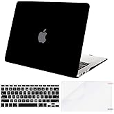 MOSISO Compatible with MacBook Air 13 inch Case (Models: A1369 & A1466, Older Version 2010-2017 Release), Protective Plastic Hard Shell Case & Keyboard Cover & Screen Protector, Black