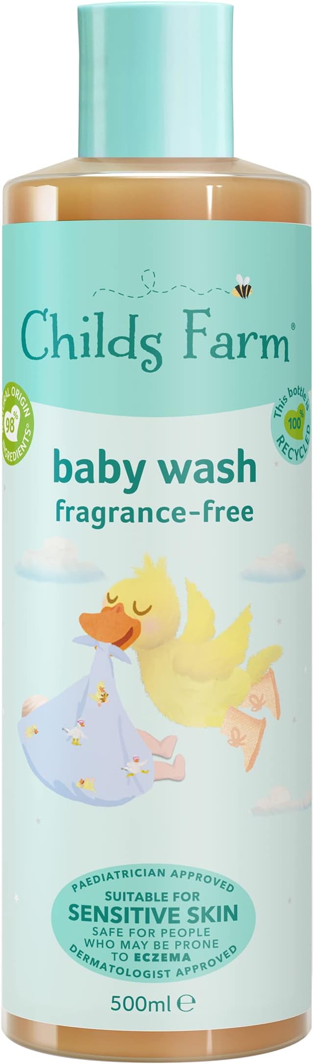 Childs Farm Baby Body Wash 500ml Unfragranced Gentle Cleanse Newborn Skin