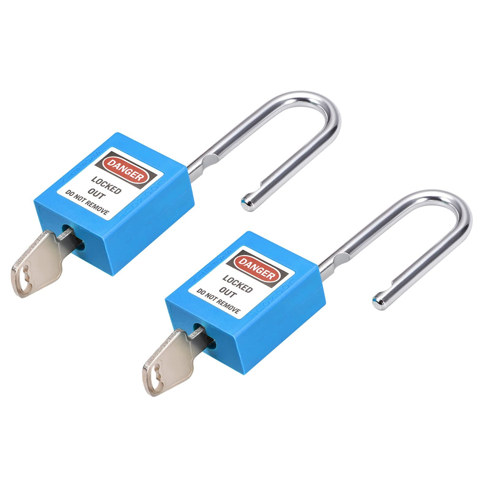 M METERXITY 2 Pack Tagout Lockout - Indoor Outdoor Safety Padlock, Keyed Alike & Steel Shackle, Apply to Electricity/Hydraulic/Pneumatic Locks (38mm, Blue)