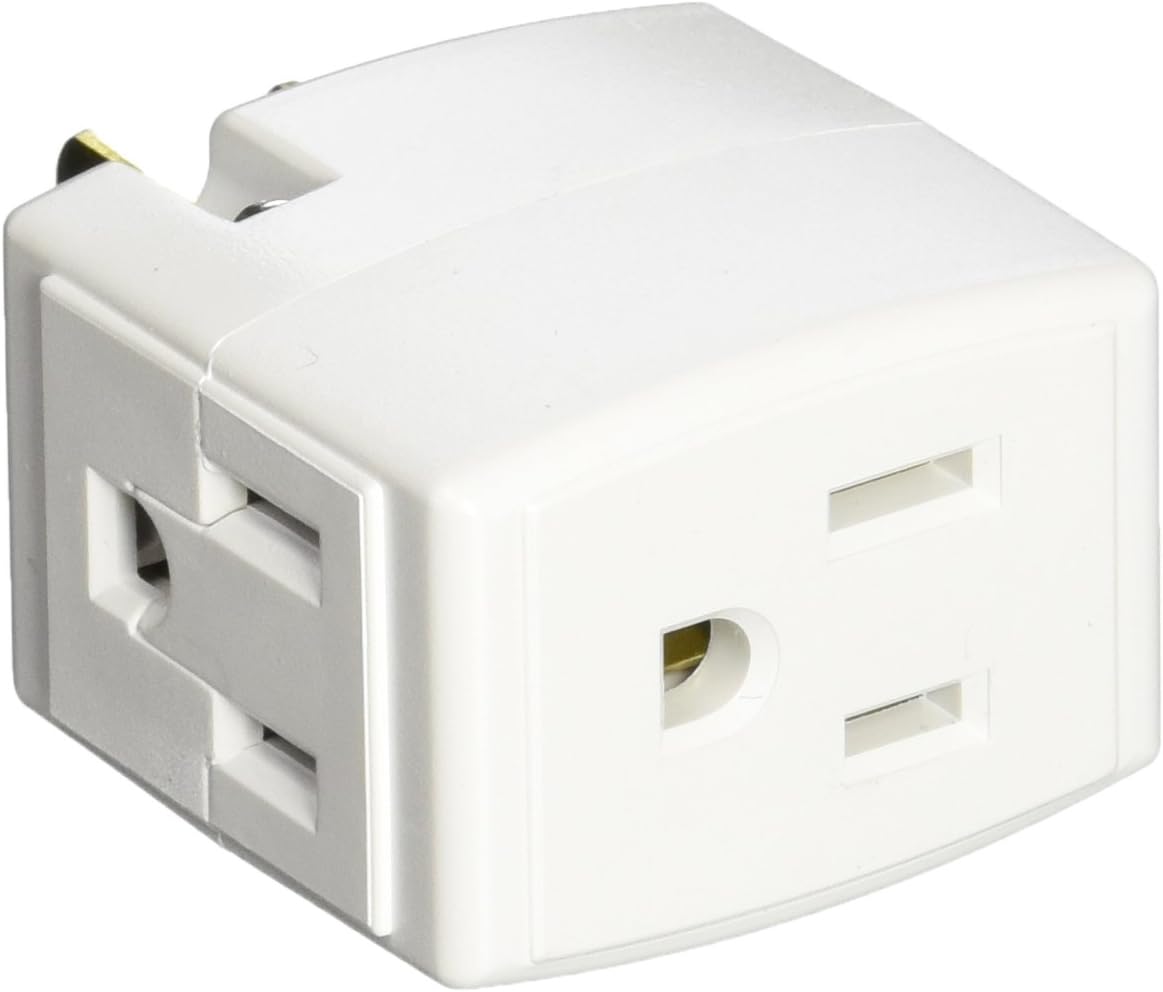 Leviton 692-W 15 Amp, 125 Volt, Triple Cube Grounding Adapter, White - Electric Plugs - 