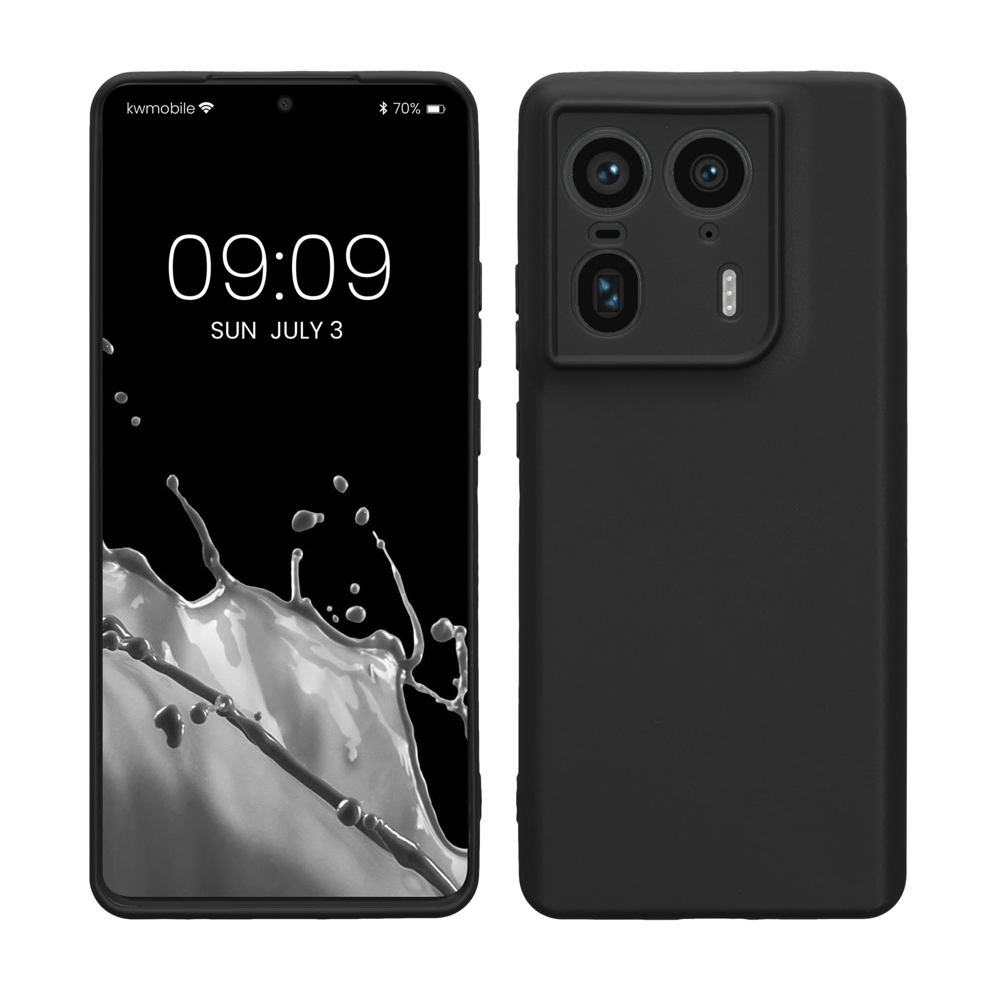 kwmobile Case for Motorola Edge 50 Ultra Case - Protective Slim TPU Phone Cover - Soft Matte Finish - Black Matte