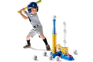 DULONIME T Ball Sets for Kids 3-5, Baseball T-Ball Set with 10 Balls, Outdoor Sport Toy Games for 3-12 Year Old Boys Girls Toddlers, Training Batting Tee for Backyard and Lawn Play