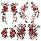 OPount 8 Pieces 4 Set Multifarious Embroidery Lace Flower Applique Sew On Patches DIY Collar Bust Dress Bag Shoes Craft Decor