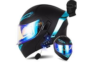 AAREG Unisex Adult Flip-Up Motorcycle Helmet, Carbon Fiber, Anti-Fog Visor, Aerodynamic Design, Integrated Bluetooth, DOT Approved, Sizes S-XXL
