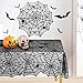 Korlon 2 Pieces Halloween Tablecloth, Halloween Spider Web Tablecloth Table Cover, 54”x 72” Rectangular & 42” Round Black Spider Web Lace Tablecloth for Halloween Kitchen Decor Party Decorations